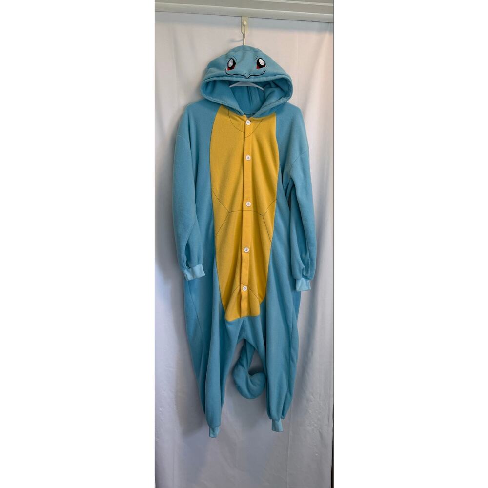 Light Blue Fleece Pokemon Squirtle One Piece Adult Sz Small